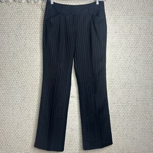 NWOT NY&Co 7th Ave Suit Company Black Striped Creased Straight Leg Pants Size 4